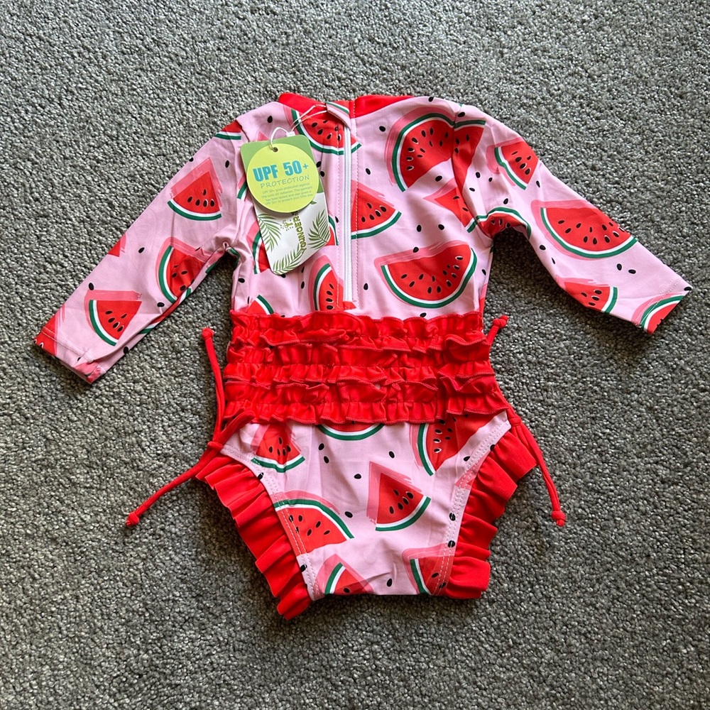 Amazon Pink and Red Watermelon Baby Swimsuit